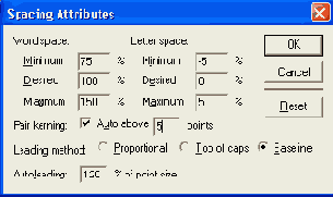  Spacing Attributes